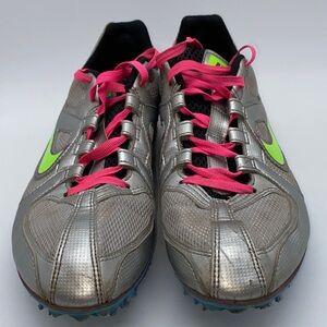 Nike Women's Zoom Rival MD Track Field Cleats Size 8.5 Metal Spikes Shoes Silver